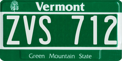 VT license plate ZVS712