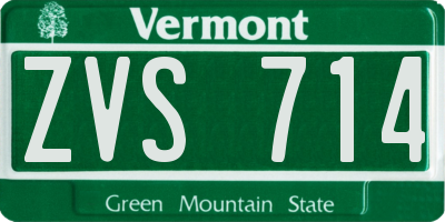 VT license plate ZVS714