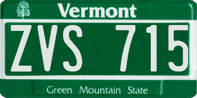 VT license plate ZVS715