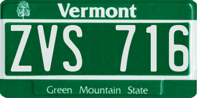 VT license plate ZVS716