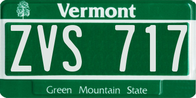 VT license plate ZVS717