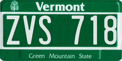 VT license plate ZVS718