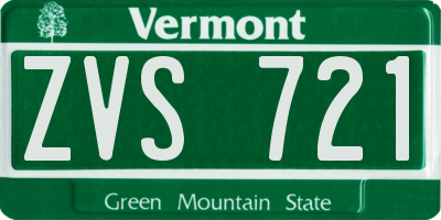 VT license plate ZVS721