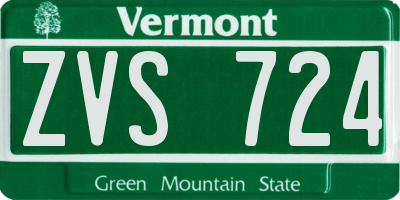 VT license plate ZVS724