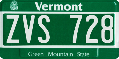 VT license plate ZVS728
