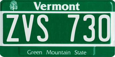 VT license plate ZVS730