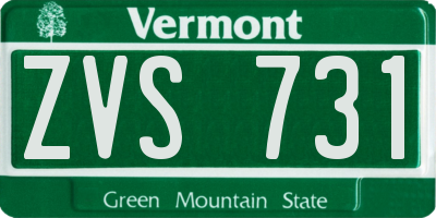 VT license plate ZVS731