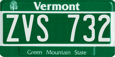 VT license plate ZVS732