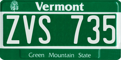 VT license plate ZVS735