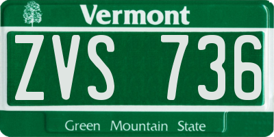 VT license plate ZVS736