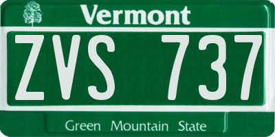 VT license plate ZVS737