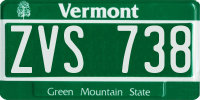 VT license plate ZVS738