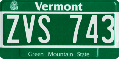 VT license plate ZVS743