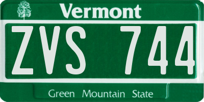 VT license plate ZVS744