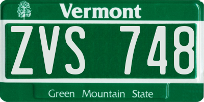 VT license plate ZVS748