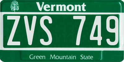 VT license plate ZVS749