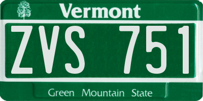 VT license plate ZVS751