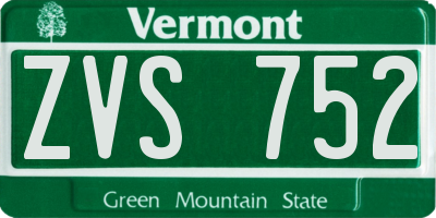 VT license plate ZVS752
