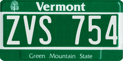 VT license plate ZVS754
