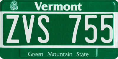 VT license plate ZVS755