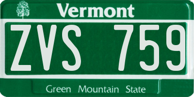 VT license plate ZVS759