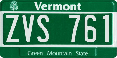VT license plate ZVS761