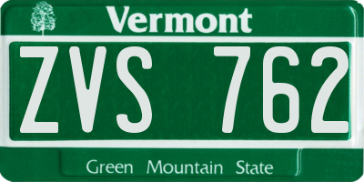 VT license plate ZVS762