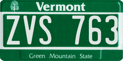 VT license plate ZVS763