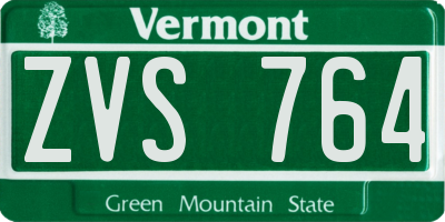 VT license plate ZVS764