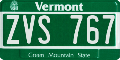 VT license plate ZVS767