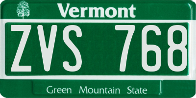 VT license plate ZVS768