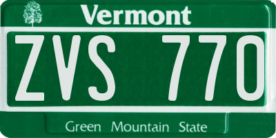 VT license plate ZVS770