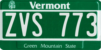 VT license plate ZVS773