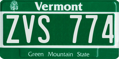 VT license plate ZVS774