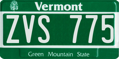 VT license plate ZVS775
