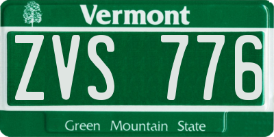 VT license plate ZVS776