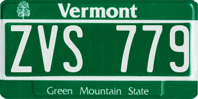 VT license plate ZVS779