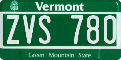 VT license plate ZVS780