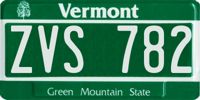 VT license plate ZVS782