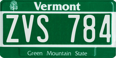 VT license plate ZVS784