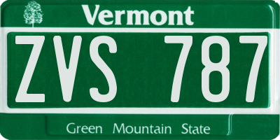 VT license plate ZVS787