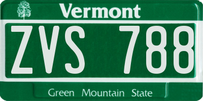 VT license plate ZVS788