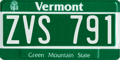 VT license plate ZVS791