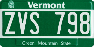 VT license plate ZVS798