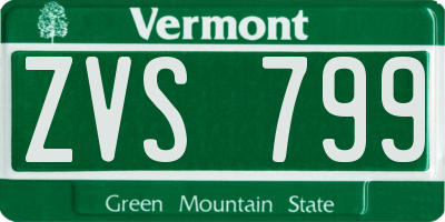VT license plate ZVS799