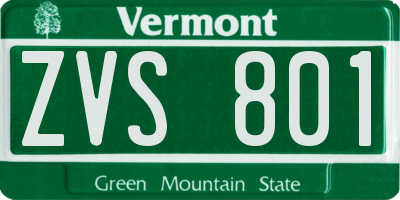 VT license plate ZVS801