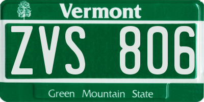 VT license plate ZVS806