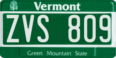 VT license plate ZVS809