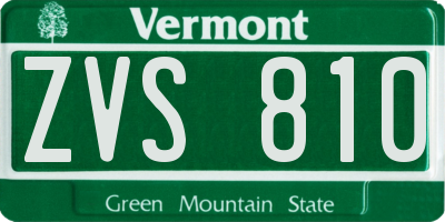 VT license plate ZVS810