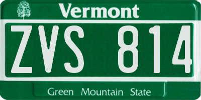 VT license plate ZVS814